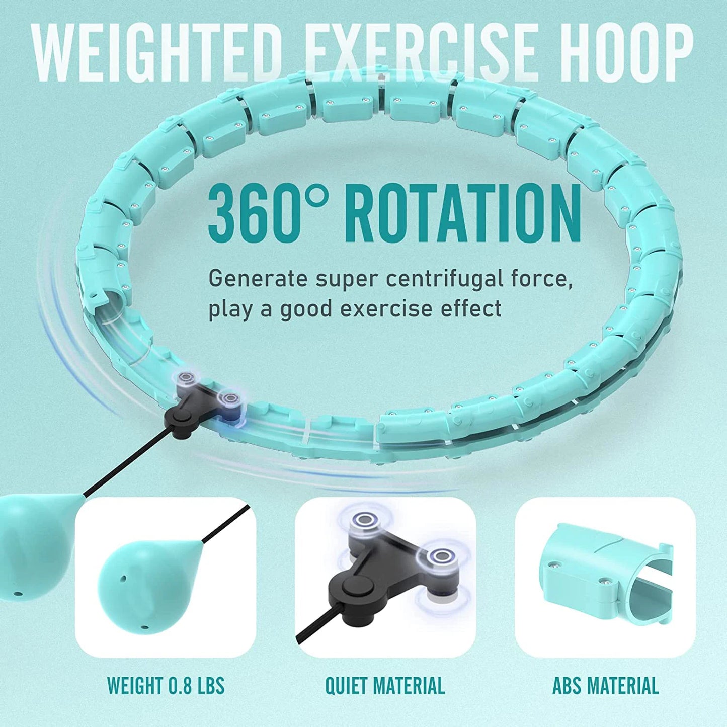 Weighted Hula Circle Hoops for Adults Weight Loss Plus Size for Adults Smart Exercise 2 in 1 Adjustable with Detachable Knots